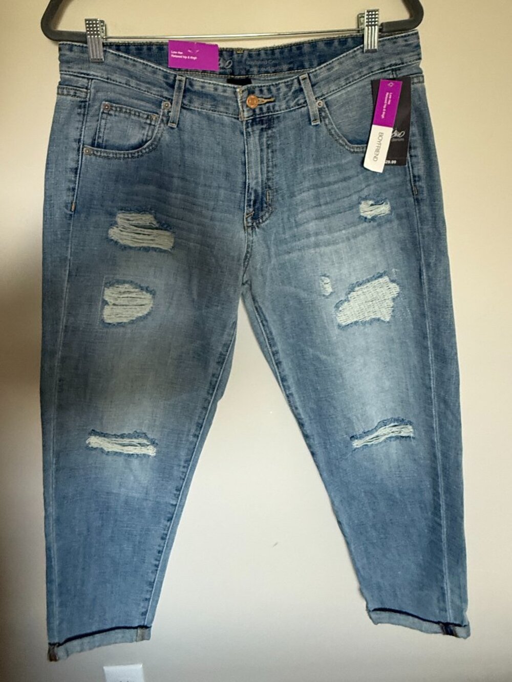 Universal Thread Boyfriend Crop Jeans Size 10/30 Distressed Low Rise NWT